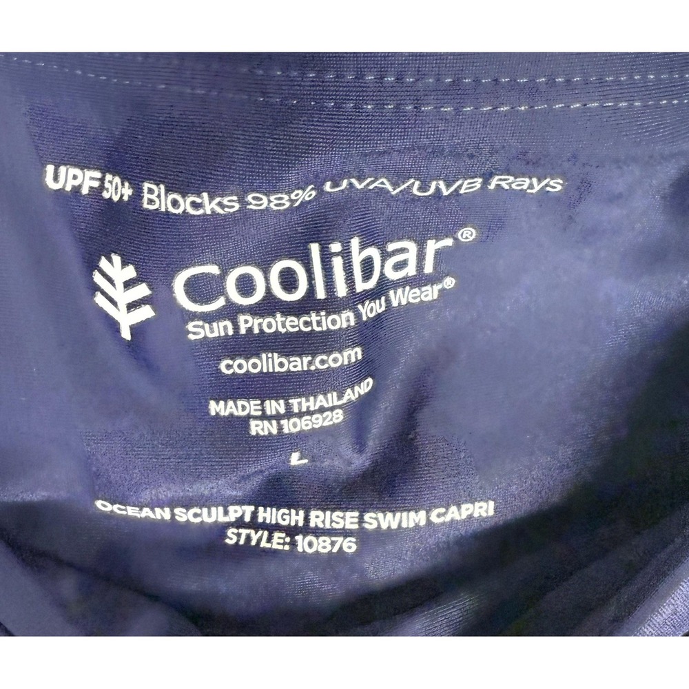 Coolibar Blue Ocean Sculpt High Rise Swim Capri L UPF50+ Swim Capri - Picture 3 of 7